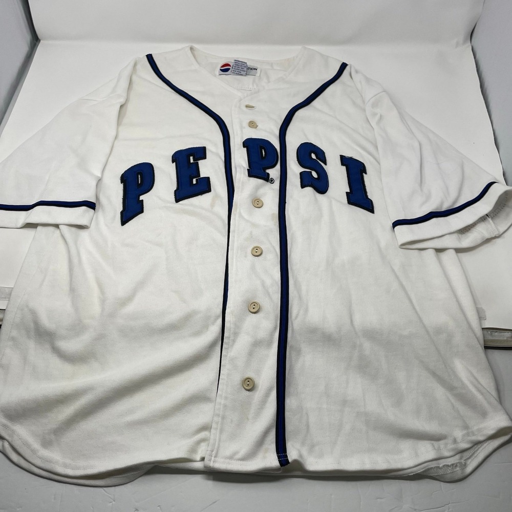 Vintage 90s Pepsi Generation Next Baseball Jersey Button Up Shirt White S/M